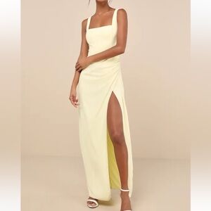 Elegant Yellow Sleeveless Dress